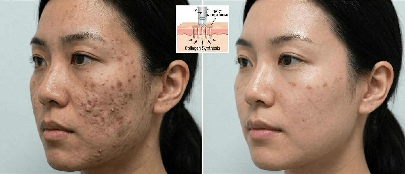 TWIST Microneedling client result — improved skin texture and tone at Silkentouch Aesthetics